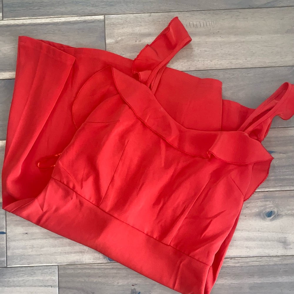 Peyton Ruffle Cami Dress In Poppy - Picture 6 of 7